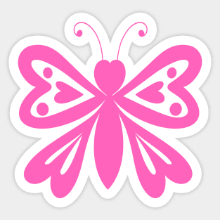 Happy Valentines Day Pink Butterfly Wings Sticker